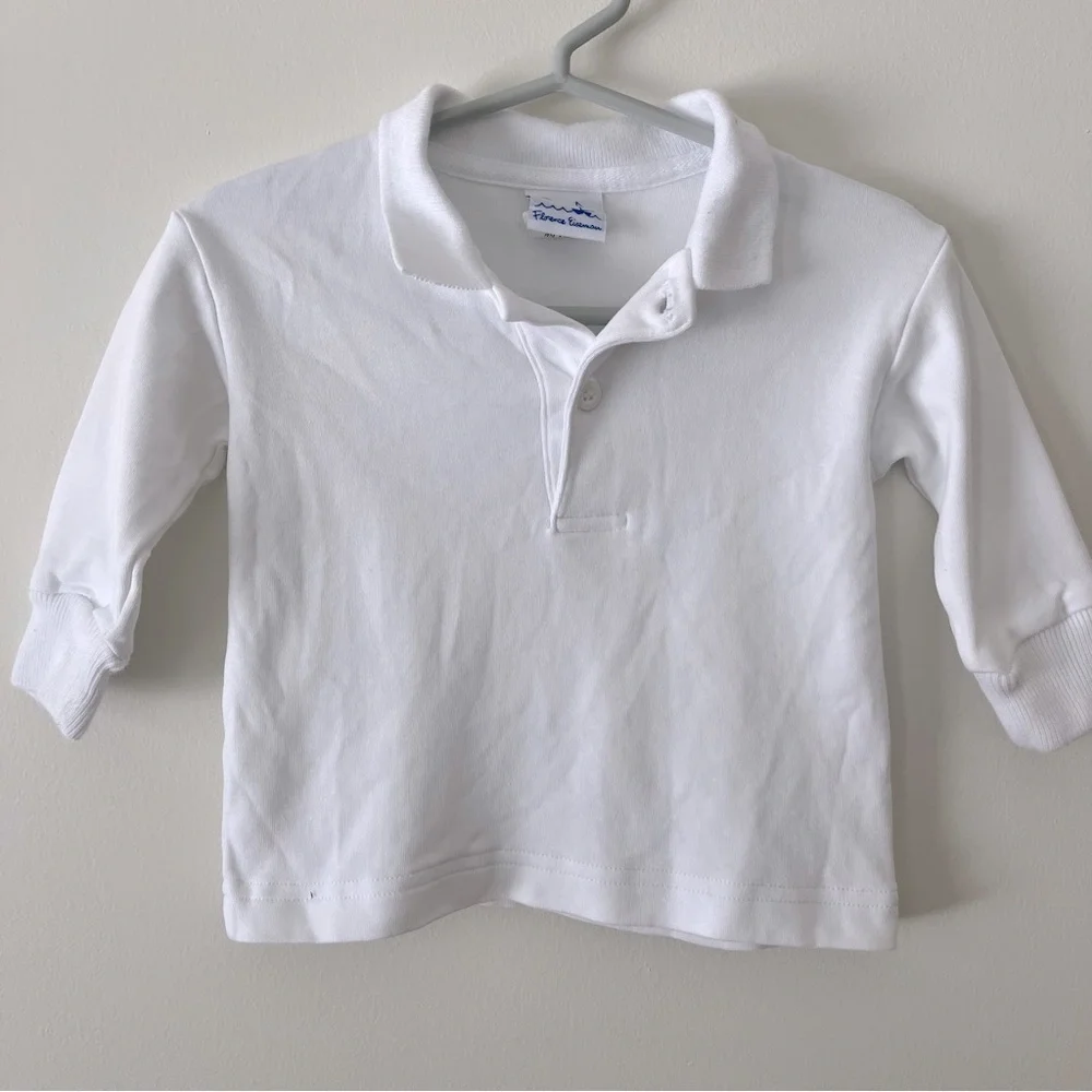 Kids Florence Eiseman Long Sleeve Polo Shirt 12m White Neutral